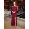MEROKEETY Women’s Fall Mesh Wedding Guest Cocktail Bodycon Slit Maxi Dress | Sheer Long Sleeve, Ruched, Long, Ruffle Side Slit, Stretchy, Lightweight, Formal Elengant Sexy, Party, Baby Shower, Prom Hoco(Wine)