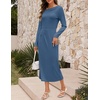 MEROKEETY Women’s Fall Off The Shoulder Wedding Guest Cocktail Maxi Dress | Long Sleeve, Ruched Waist, Fitted, Baby Shower, Date Night, Business Casual, Elegant, Formal Long Dresses, 2026 Winter(Dustyblue)