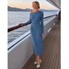 MEROKEETY Women’s Fall Off The Shoulder Wedding Guest Cocktail Maxi Dress | Long Sleeve, Ruched Waist, Fitted, Baby Shower, Date Night, Business Casual, Elegant, Formal Long Dresses, 2026 Winter(Dustyblue)