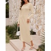 MEROKEETY Women’s Fall Off The Shoulder Wedding Guest Cocktail Maxi Dress | Long Sleeve, Ruched Waist, Fitted, Baby Shower, Date Night, Business Casual, Elegant, Formal Long Dresses, 2026 Winter(Apricot)