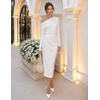 MEROKEETY Women’s Fall Off The Shoulder Wedding Guest Cocktail Maxi Dress | Long Sleeve, Ruched Waist, Fitted, Baby Shower, Date Night, Business Casual, Elegant, Formal Long Dresses, 2026 Winter(White)