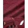MEROKEETY Women’s Fall Wedding Guest Bodycon Floral Maxi Dresses | Long Sleeve, Ruched, Formal, Elegant, Cocktail Party, Boat Neck, Lace Jacquard Knit, Mermaid Hem, Sheer Sleeves, Long Dress(Burgundy)