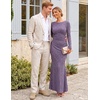 MEROKEETY Women’s Fall Wedding Guest Bodycon Floral Maxi Dresses | Long Sleeve, Ruched, Formal, Elegant, Cocktail Party, Boat Neck, Lace Jacquard Knit, Mermaid Hem, Sheer Sleeves, Long Dress(Purple)