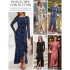 MEROKEETY Women’s Fall Wedding Guest Cocktail Maxi Dresses | Long Sleeve, Floral, Boat Neck, Bodycon, Asymmetric Ruffle Hem, Mesh, Sexy High Slit, Floor Length, 2026 Formal Long Dress(Navy)
