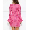 MEROKEETY Women’s Floral Mesh Weeding Guest Cocktail Mini Dress | Ruffled Long Sleeve, Bodycon, Boat Neck, Fit and Flare, Wedding Guests, Night Out, Date, Club, Elengant Sexy, Fall Dress 2026(Hotpink)