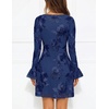 MEROKEETY Women’s Floral Mesh Weeding Guest Cocktail Mini Dress | Ruffled Long Sleeve, Bodycon, Boat Neck, Fit and Flare, Wedding Guests, Night Out, Date, Club, Elengant Sexy, Fall Dress 2026(Navy)