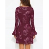 MEROKEETY Women’s Floral Mesh Weeding Guest Cocktail Mini Dress | Ruffled Long Sleeve, Bodycon, Boat Neck, Fit and Flare, Wedding Guests, Night Out, Date, Club, Elengant Sexy, Fall Dress 2026(Burgundy)