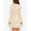 MEROKEETY Women’s Floral Mesh Weeding Guest Cocktail Mini Dress | Ruffled Long Sleeve, Bodycon, Boat Neck, Fit and Flare, Wedding Guests, Night Out, Date, Club, Elengant Sexy, Fall Dress 2026(Apricot)