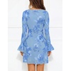 MEROKEETY Women’s Floral Mesh Weeding Guest Cocktail Mini Dress | Ruffled Long Sleeve, Bodycon, Boat Neck, Fit and Flare, Wedding Guests, Night Out, Date, Club, Elengant Sexy, Fall Dress 2026(Blue)