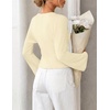 MEROKEETY Women’s Long Bell Sleeve Tops Fall 2026 Cute Going Out Y2K Shirts | Elegant Crew Neck Shirt, Cotton, Ruched Side Crop Blouse, Trendy Fashion, Business Casual Work Date Night, Western Clothes(Beige)