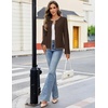 MEROKEETY Women’s Long Sleeve Button Down Cardigan Sweater 2026 Fall Trendy Open Front Crew Neck Soft Knitted Sweaters Coat(Coffee)