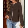 MEROKEETY Women’s Long Sleeve Button Down Cardigan Sweater 2026 Fall Trendy Open Front Crew Neck Soft Knitted Sweaters Coat(Coffee)