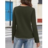 MEROKEETY Women’s Long Sleeve Button Down Cardigan Sweater 2026 Fall Trendy Open Front Crew Neck Soft Knitted Sweaters Coat(Green)