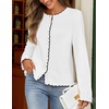 MEROKEETY Women’s Long Sleeve Button Down Cardigan Sweater 2026 Fall Trendy Open Front Crew Neck Soft Knitted Sweaters Coat(White)