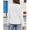 MEROKEETY Women’s Long Sleeve Button Down Cardigan Sweater 2026 Fall Trendy Open Front Crew Neck Soft Knitted Sweaters Coat(White)