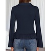 MEROKEETY Women’s Long Sleeve Button Down Shirts 2026 Fall Collared Ruched V Neck Business Casual Tops Ruffle Knit Blouses(Navy)