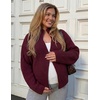 MEROKEETY Womens Long Sleeve Chunky Knit Mock Neck Cardigan Sweaters 2026 | Zip Up Ribbed Tops, Open Front Jackets Coats, Drop Shoulder Outerwear, Trendy Outfits, Fall Fashion, Warm Winter Clothing(Burgundy)