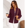 MEROKEETY Womens Long Sleeve Chunky Knit Mock Neck Cardigan Sweaters 2026 | Zip Up Ribbed Tops, Open Front Jackets Coats, Drop Shoulder Outerwear, Trendy Outfits, Fall Fashion, Warm Winter Clothing(Burgundy)