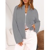 MEROKEETY Womens Long Sleeve Chunky Knit Mock Neck Cardigan Sweaters 2026 | Zip Up Ribbed Tops, Open Front Jackets Coats, Drop Shoulder Outerwear, Trendy Outfits, Fall Fashion, Warm Winter Clothing(Grey)