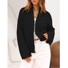 MEROKEETY Womens Long Sleeve Chunky Knit Mock Neck Cardigan Sweaters 2026 | Zip Up Ribbed Tops, Open Front Jackets Coats, Drop Shoulder Outerwear, Trendy Outfits, Fall Fashion, Warm Winter Clothing(Black)