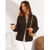 MEROKEETY Womens Long Sleeve Chunky Knit Mock Neck Cardigan Sweaters 2026 | Zip Up Ribbed Tops, Open Front Jackets Coats, Drop Shoulder Outerwear, Trendy Outfits, Fall Fashion, Warm Winter Clothing(Coffee)