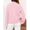 MEROKEETY Womens Long Sleeve Chunky Knit Mock Neck Cardigan Sweaters 2026 | Zip Up Ribbed Tops, Open Front Jackets Coats, Drop Shoulder Outerwear, Trendy Outfits, Fall Fashion, Warm Winter Clothing(Pink)
