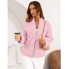 MEROKEETY Womens Long Sleeve Chunky Knit Mock Neck Cardigan Sweaters 2026 | Zip Up Ribbed Tops, Open Front Jackets Coats, Drop Shoulder Outerwear, Trendy Outfits, Fall Fashion, Warm Winter Clothing(Pink)