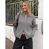 MEROKEETY Womens Long Sleeve Chunky Knit Mock Neck Cardigan Sweaters 2026 | Zip Up Ribbed Tops, Open Front Jackets Coats, Drop Shoulder Outerwear, Trendy Outfits, Fall Fashion, Warm Winter Clothing(Grey)