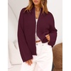 MEROKEETY Womens Long Sleeve Chunky Knit Mock Neck Cardigan Sweaters 2026 | Zip Up Ribbed Tops, Open Front Jackets Coats, Drop Shoulder Outerwear, Trendy Outfits, Fall Fashion, Warm Winter Clothing(Burgundy)