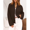 MEROKEETY Womens Long Sleeve Chunky Knit Mock Neck Cardigan Sweaters 2026 | Zip Up Ribbed Tops, Open Front Jackets Coats, Drop Shoulder Outerwear, Trendy Outfits, Fall Fashion, Warm Winter Clothing(Coffee)