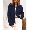MEROKEETY Womens Long Sleeve Chunky Knit Mock Neck Cardigan Sweaters 2026 | Zip Up Ribbed Tops, Open Front Jackets Coats, Drop Shoulder Outerwear, Trendy Outfits, Fall Fashion, Warm Winter Clothing(Navy)
