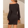 MEROKEETY Women’s Off Shoulder Fall Long Sleeve Cocktail Party Mini Dresses | Bodycon, Dolman Sleeve, Asymmetrical, Ruched Waist, High Waist, Slim Fit, Date Night, Cocktail Party, Y2K, Club Short Dress(Coffee)