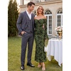 MEROKEETY Women’s Off The Shoulder Bodycon Fall Wedding Guest Maxi Dress | Bell Long Sleeve, Floral Mesh, Fully Lined, Ruched Bust, 2026 Winter, Elegant Sexy Trendy, Formal Cocktail Date night Dresses(Army)