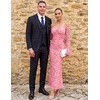 MEROKEETY Women’s Off The Shoulder Bodycon Fall Wedding Guest Maxi Dress | Bell Long Sleeve, Floral Mesh, Fully Lined, Ruched Bust, 2026 Winter, Elegant Sexy Trendy, Formal Cocktail Date night Dresses(Pink)