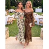 MEROKEETY Women’s Off The Shoulder Bodycon Fall Wedding Guest Maxi Dress | Bell Long Sleeve, Floral Mesh, Fully Lined, Ruched Bust, 2026 Winter, Elegant Sexy Trendy, Formal Cocktail Date night Dresses(Apricot)