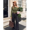 MEROKEETY Women’s Off The Shoulder Going Out Long Sleeve Tops | Asymmetrical Neck, Metal Rivets, Slim Fit, Cute Shirts, Fall Fashion, Y2k Clothes, Date Night, Streetwear, Trendy Outfits(Armygreen)
