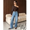 MEROKEETY Women’s Off The Shoulder Going Out Long Sleeve Tops | Asymmetrical Neck, Metal Rivets, Slim Fit, Cute Shirts, Fall Fashion, Y2k Clothes, Date Night, Streetwear, Trendy Outfits(Coffee)