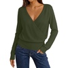 MEROKEETY 2026 Fall V Neck Wrap Sweaters for Women Knit Tops | Long Sleeve, Cozy Knit, Hidden Snap, Dressy Casual Pullover Shirts, Fashion Jumper, Fall Winter Clothing(Army)