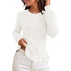 MEROKEETY Womens Fall Button Up Cute Ruffle Hem Cardigan Sweaters Trendy | 2026, Long Sleeve, Crochet, Winter, Crewneck, Ribbed Details, Soft, Relaxed Fit, Casual Outfits, Knit Coats, Fashion Clothes(White)