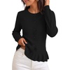 MEROKEETY Womens Fall Button Up Cute Ruffle Hem Cardigan Sweaters Trendy | 2026, Long Sleeve, Crochet, Winter, Crewneck, Ribbed Details, Soft, Relaxed Fit, Casual Outfits, Knit Coats, Fashion Clothes(Black)