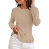MEROKEETY Womens Fall Button Up Cute Ruffle Hem Cardigan Sweaters Trendy | 2026, Long Sleeve, Crochet, Winter, Crewneck, Ribbed Details, Soft, Relaxed Fit, Casual Outfits, Knit Coats, Fashion Clothes(Oatmeal)