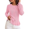 MEROKEETY Womens Fall Button Up Cute Ruffle Hem Cardigan Sweaters Trendy | 2026, Long Sleeve, Crochet, Winter, Crewneck, Ribbed Details, Soft, Relaxed Fit, Casual Outfits, Knit Coats, Fashion Clothes(Pink)