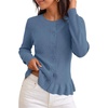 MEROKEETY Womens Fall Button Up Cute Ruffle Hem Cardigan Sweaters Trendy | 2026, Long Sleeve, Crochet, Winter, Crewneck, Ribbed Details, Soft, Relaxed Fit, Casual Outfits, Knit Coats, Fashion Clothes(Dustyblue)