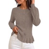 MEROKEETY Womens Fall Button Up Cute Ruffle Hem Cardigan Sweaters Trendy | 2026, Long Sleeve, Crochet, Winter, Crewneck, Ribbed Details, Soft, Relaxed Fit, Casual Outfits, Knit Coats, Fashion Clothes(Camel)