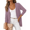 MEROKEETY Women’s Fall Crochet Lightweight Cardigan Sweater | Long Sleeve, Long Length, Pointelle Ribbed Knit Sweater, Relaxed Fit, Open Front, Elegant Casual Outerwear, Trendy Clothes(Greypurple)