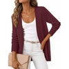 MEROKEETY Women’s Fall Crochet Lightweight Cardigan Sweater | Long Sleeve, Long Length, Pointelle Ribbed Knit Sweater, Relaxed Fit, Open Front, Elegant Casual Outerwear, Trendy Clothes(Burgundy)
