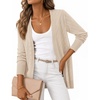 MEROKEETY Women’s Fall Crochet Lightweight Cardigan Sweater | Long Sleeve, Long Length, Pointelle Ribbed Knit Sweater, Relaxed Fit, Open Front, Elegant Casual Outerwear, Trendy Clothes(Apricot)