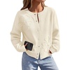 MEROKEETY Women’s Fall Floral Button Up Cute Cozy Cardigan Sweaters Trendy | Long Sleeve, 3D Flowers, Ribbed Knit Details, Lightweight Knit Fabric, Loose Fit Outfits, Warm Coat, 2026 Winter Clothes(Beige)