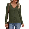 MEROKEETY Women’s Fall Lightweight Crochet Cardigan Sweaters Trendy | Trendy Sweater, Long Sleeve, V Neck, Button Down, Pointelle Knit, Scalloped Trim, Fashion Layer Tops, Soft Breathable Clothes(Armygreen)