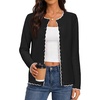 MEROKEETY Women’s Long Sleeve Button Down Cardigan Sweater 2026 Fall Trendy Open Front Crew Neck Soft Knitted Sweaters Coat(Black)